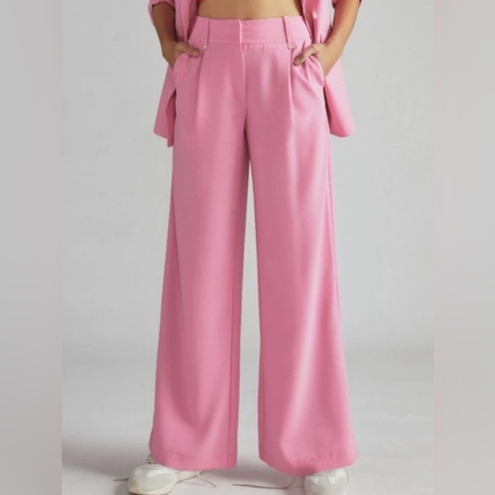 Anthropologie | Exquise Carnation pink flared trousers